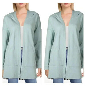 Eileen Fisher French Terry Hodded with Pocket 100% Cotton Lounge Cardigan